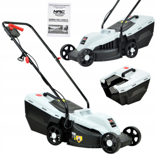 Ľahká elektrická kosačka s košom. Vysokootáčkový motor s výkonom 1300 W.